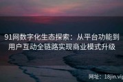 91网数字化生态探索：从平台功能到用户互动全链路实现商业模式升级