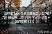 《黑料网app最新调查报告：当内部文件被公开，黑料事件中的利益交易如何震撼全网？》