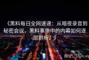 《黑料每日全网速递：从暗夜录音到秘密会议，黑料事件中的内幕如何逐层剖析？》