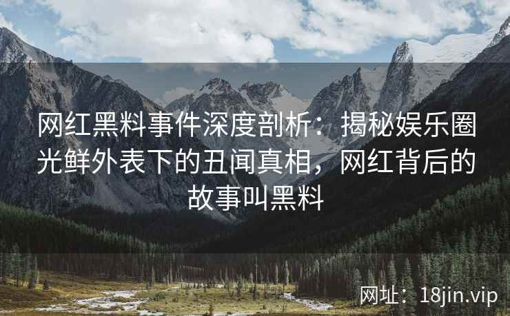 网红黑料事件深度剖析：揭秘娱乐圈光鲜外表下的丑闻真相，网红背后的故事叫黑料