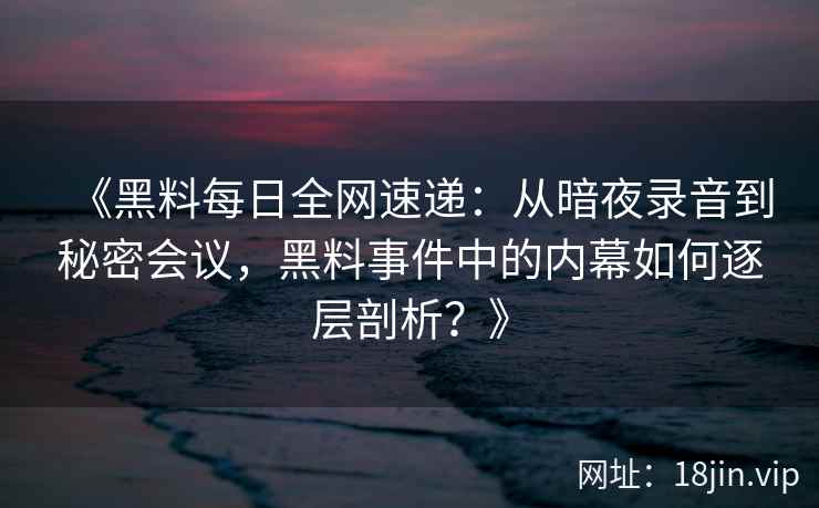 《黑料每日全网速递：从暗夜录音到秘密会议，黑料事件中的内幕如何逐层剖析？》